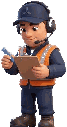 Ground crew character planning a move